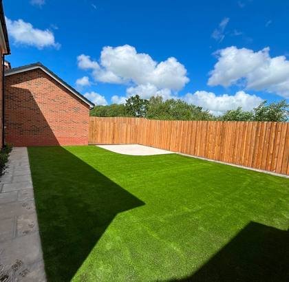 Artificial Lawn With New Boundary Fencing