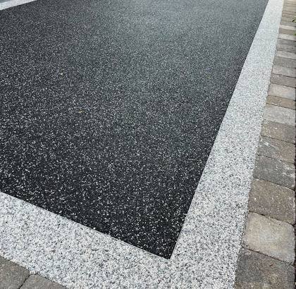 Black Resin Driveway — Silver Trim Detail