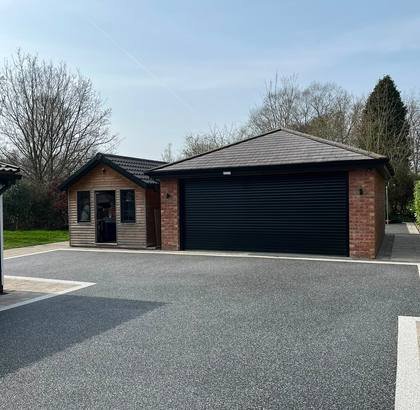 Grey Resin Driveway — Double Garage