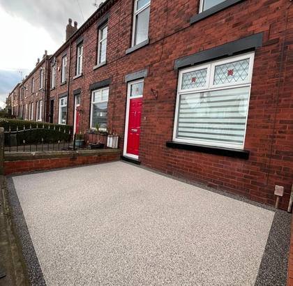 Beige Resin Driveway — Terraced Frontage